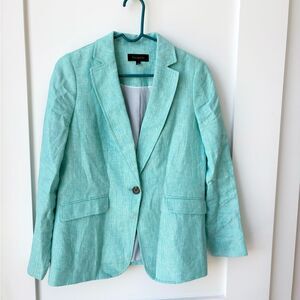 Talbots Women’s Seafoam/Mint Linen Blazer Light Teal size 4